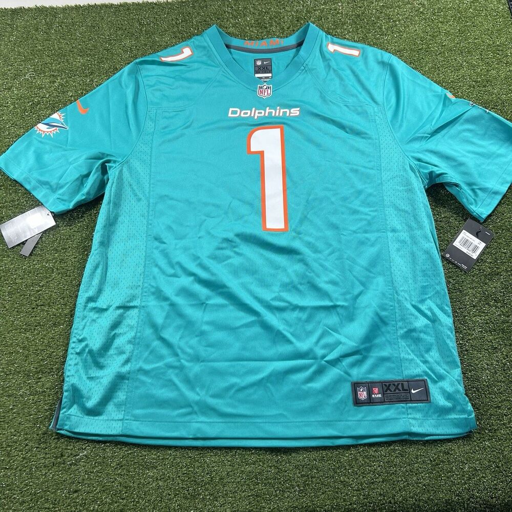 Nike Tua Tagovailoa #1 Miami Dolphins NFL On Field Jersey Men's 2XL Aqua NWT